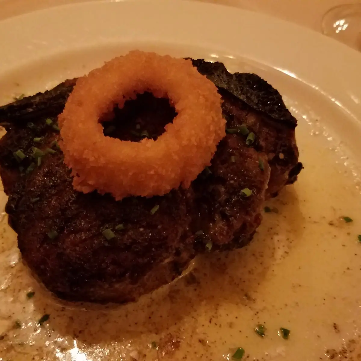 Seared Steak with Onion Rings