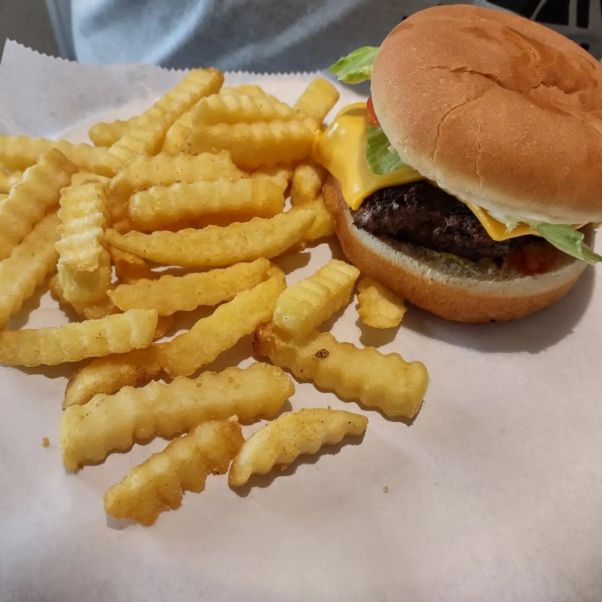 Double Hamburger with Crinkle Fries