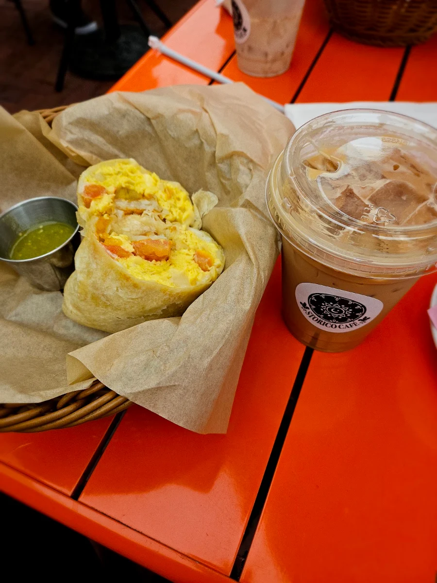 Breakfast Burrito and Buttercup Latte