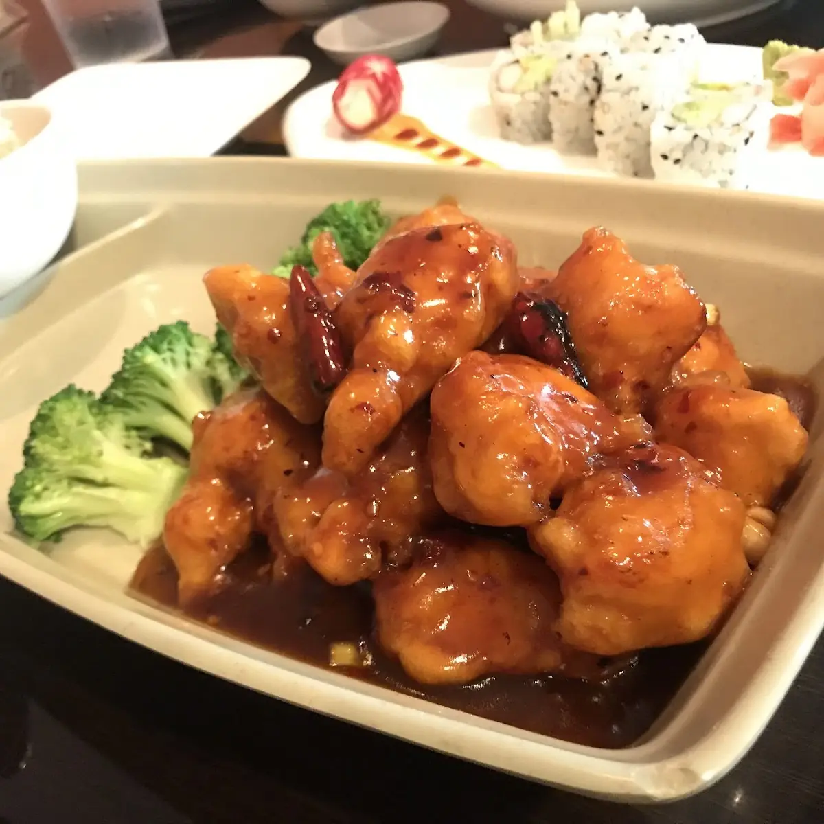 Orange Chicken with Rice and Broccoli