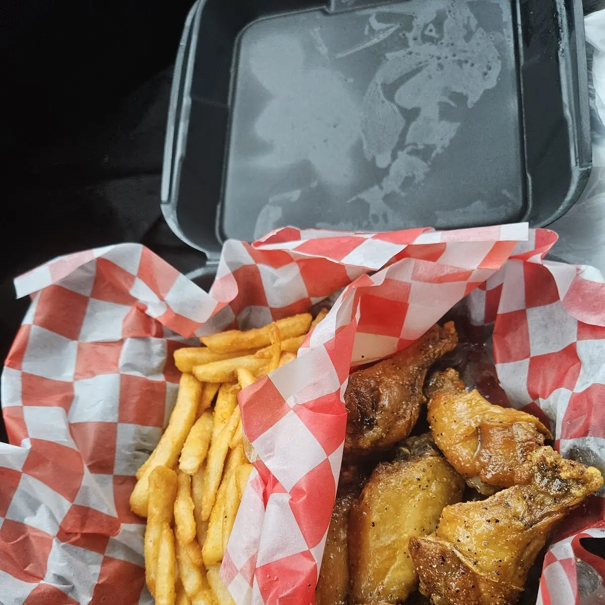 Orange Pepper Chicken Wings and Fries