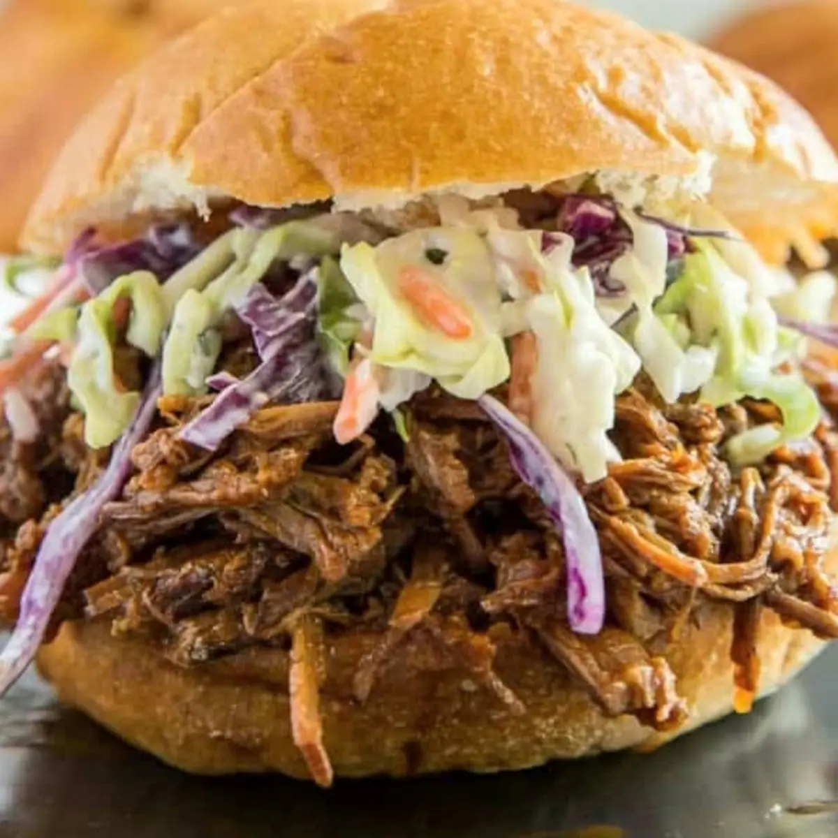 Pulled Pork with Coleslaw Sandwich