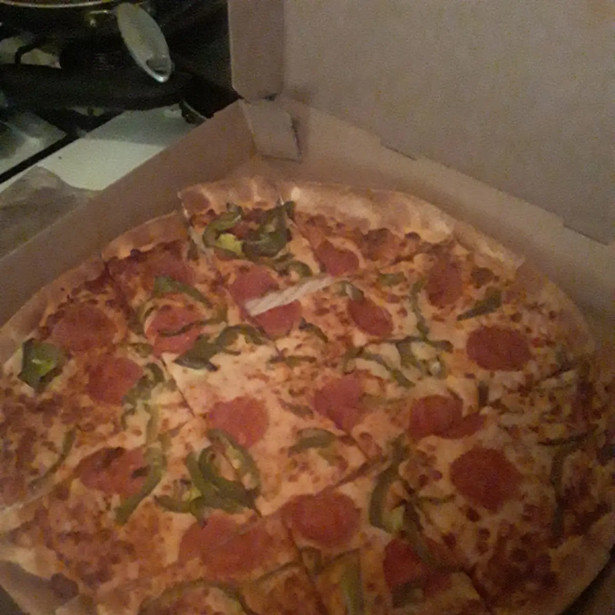 Thin Crust Pepperoni Pizza Green Peppers