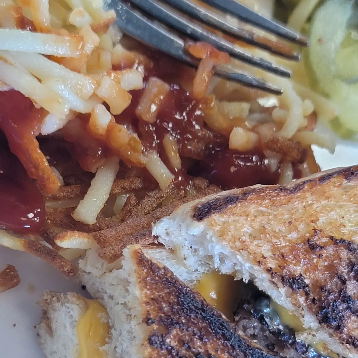 Patty Melt and Hash Browns