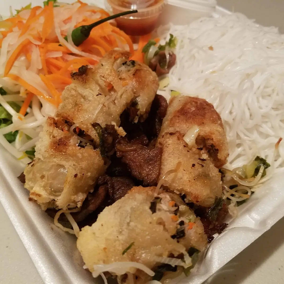 Bun Thit Nuong Grilled Pork with Authentic Egg Roll Rice Noodle Salad