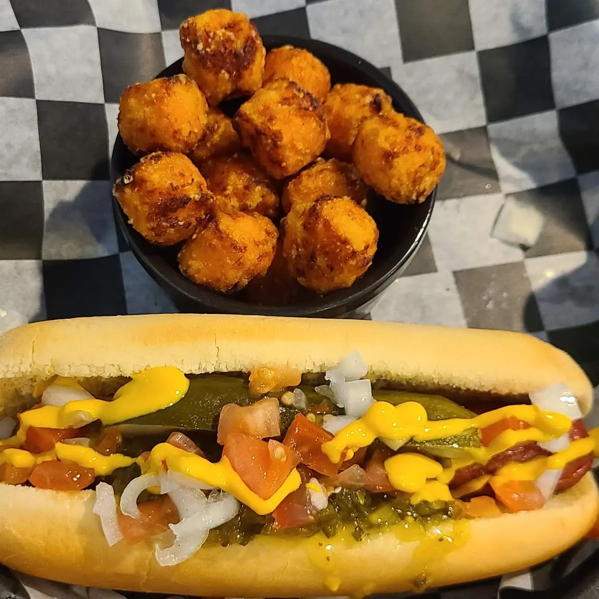 Sweet Potato Tots and Hot Dog