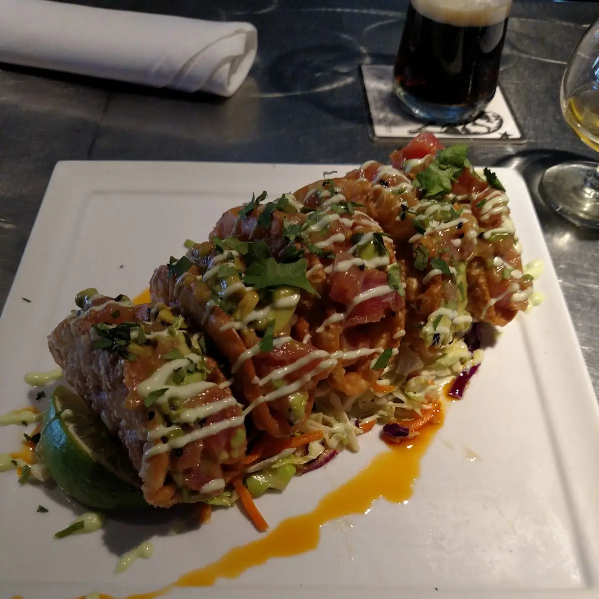 Ahi Wonton Tacos
