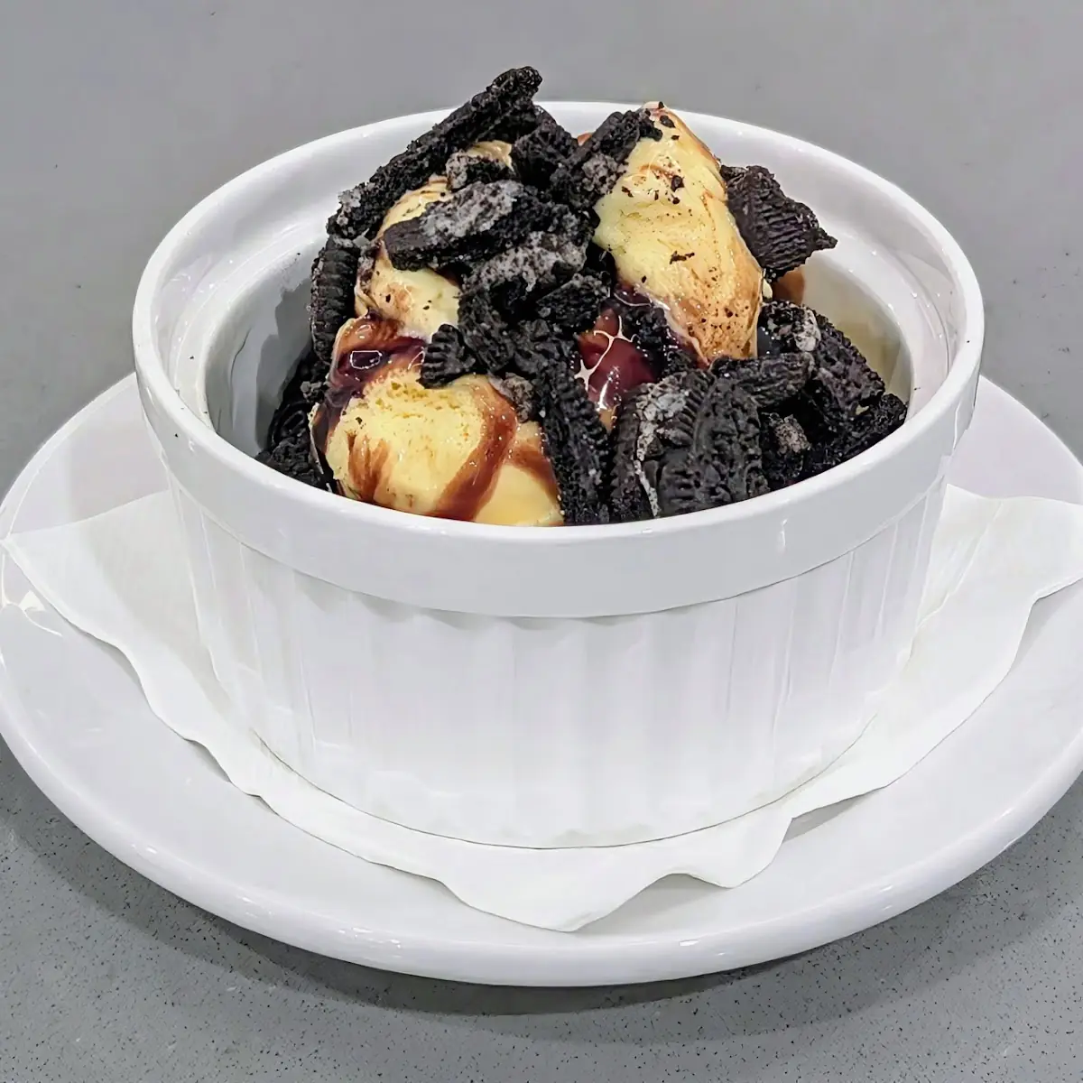 Vanilla Ice Cream with Chocolate Ganache