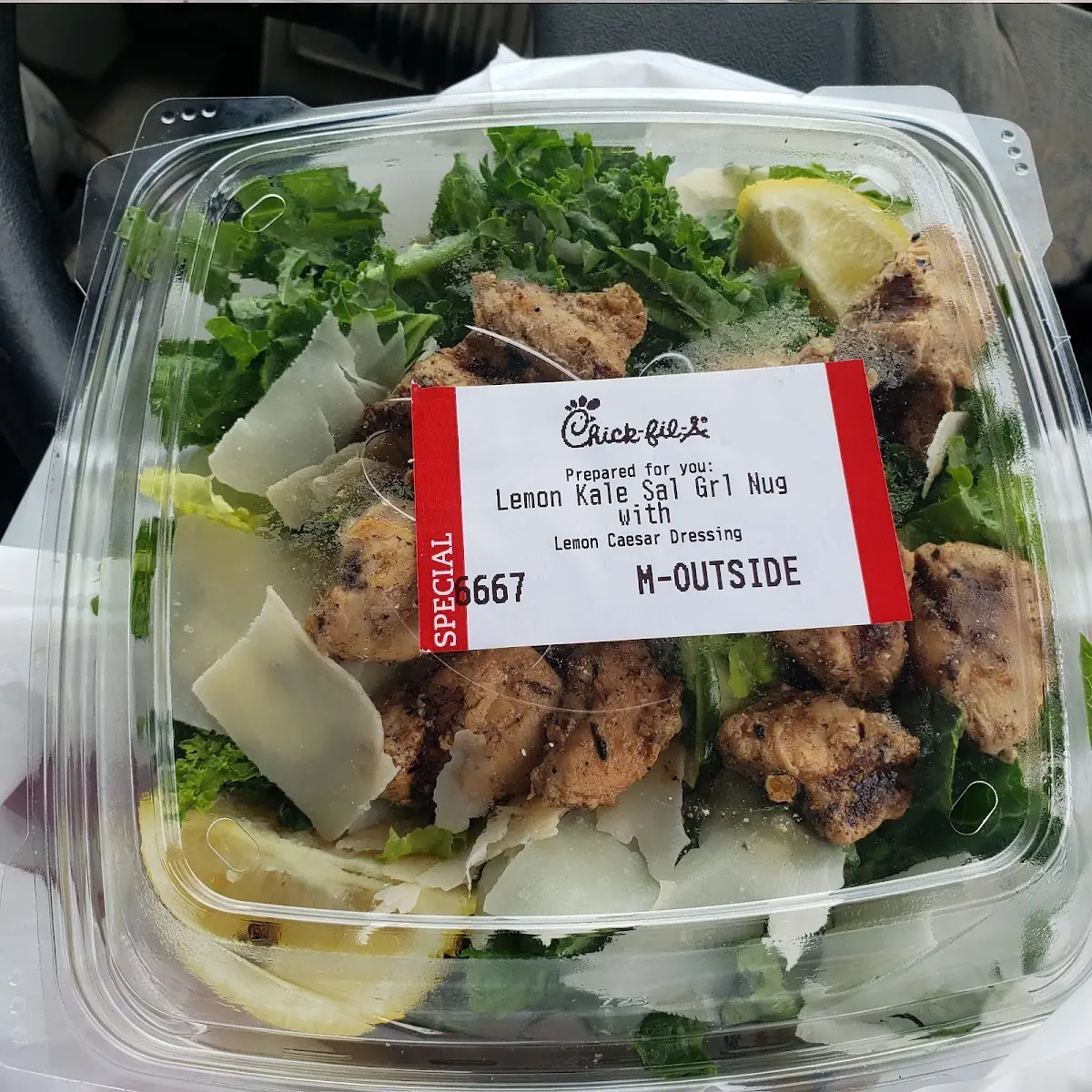 Lemon Kale Caesar Salad with Chicken