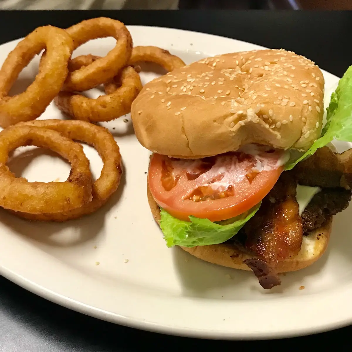 Bacon Cheeseburger with Onion Rings