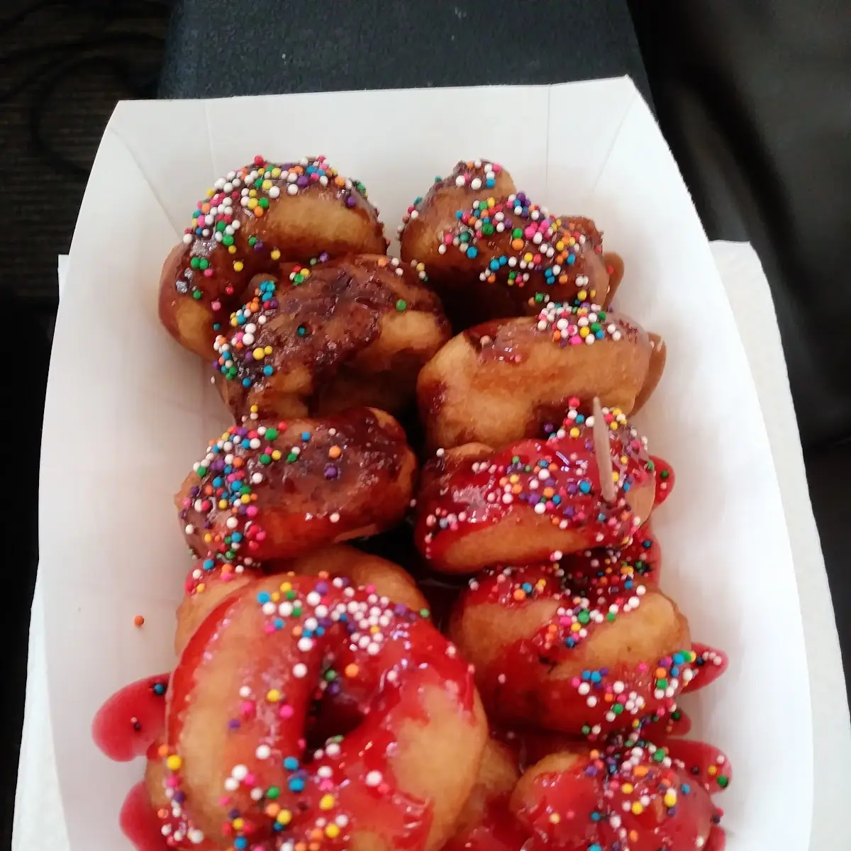 Half Strawberry and Half Chocolate Mini Donuts