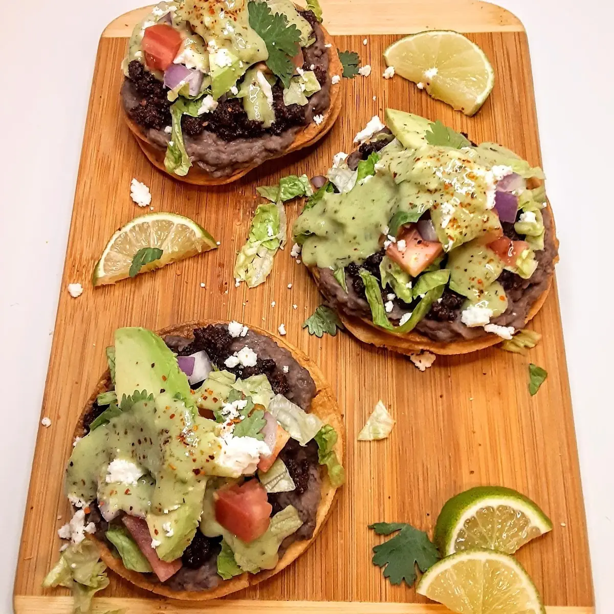 Beef Chorizo and Black Bean Tostadas