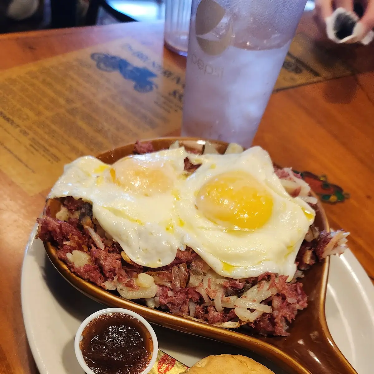Corned Beef Hash and Eggs with Apple Butter Biscuit