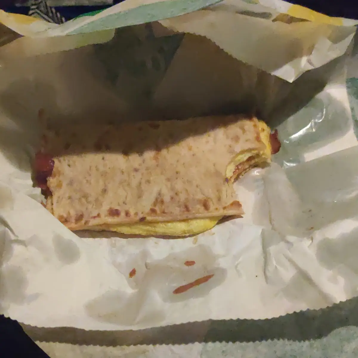 Bacon Egg and Cheese Breakfast Sandwich on Flatbread