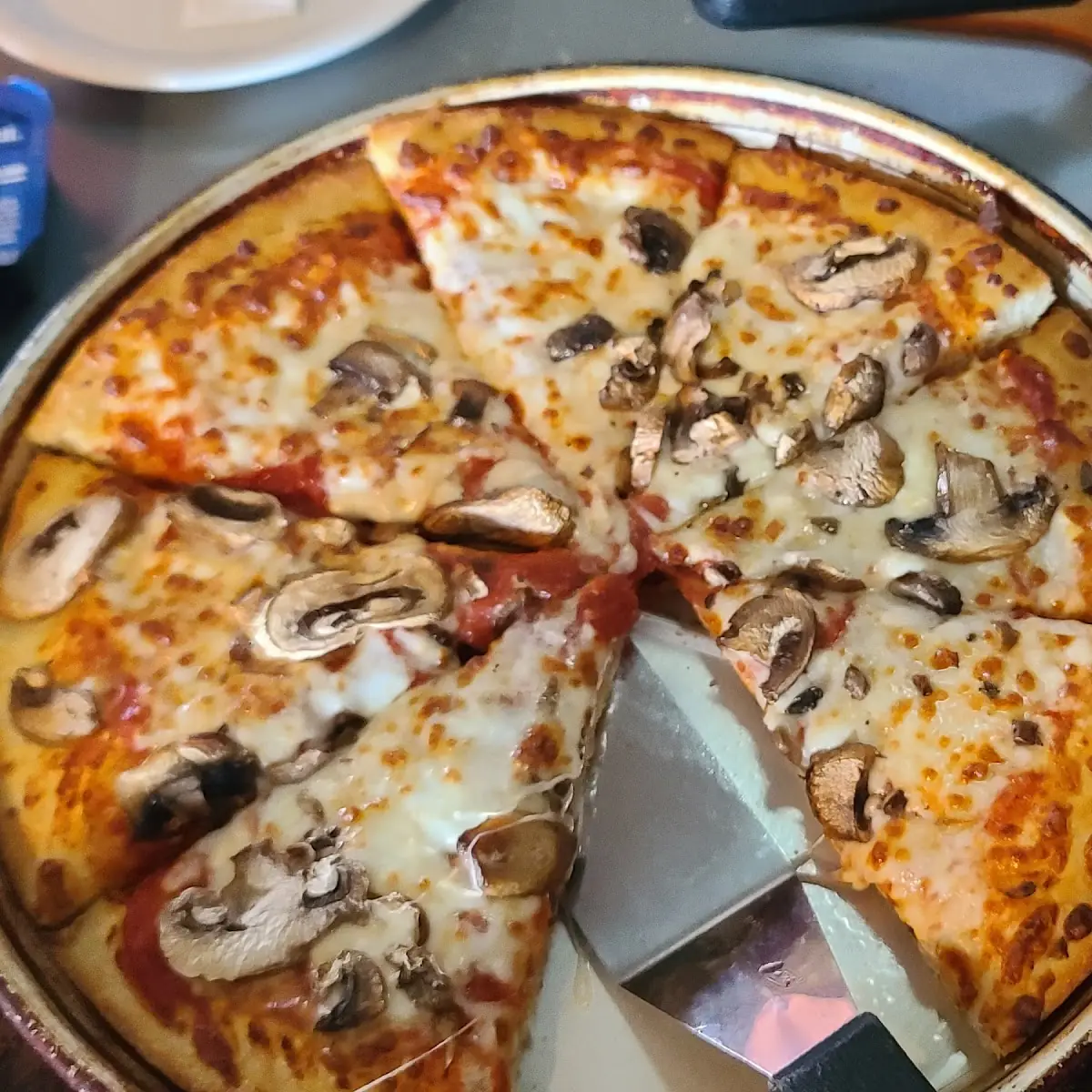 Mushroom Deep Dish Cheese Pizza