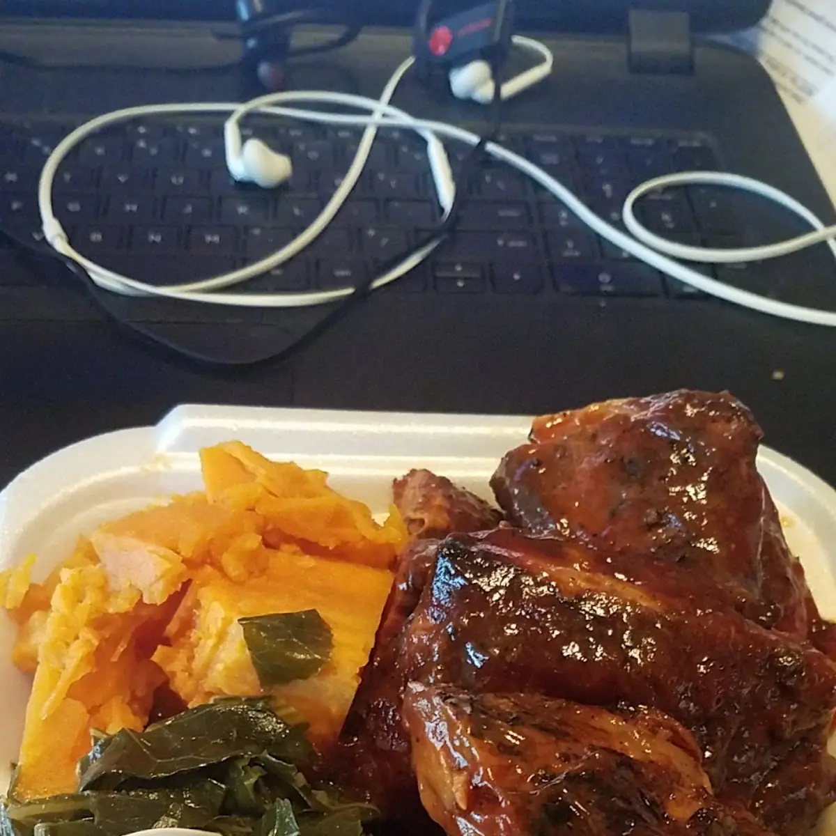 Beef Ribs Sweet Potatoes and Greens