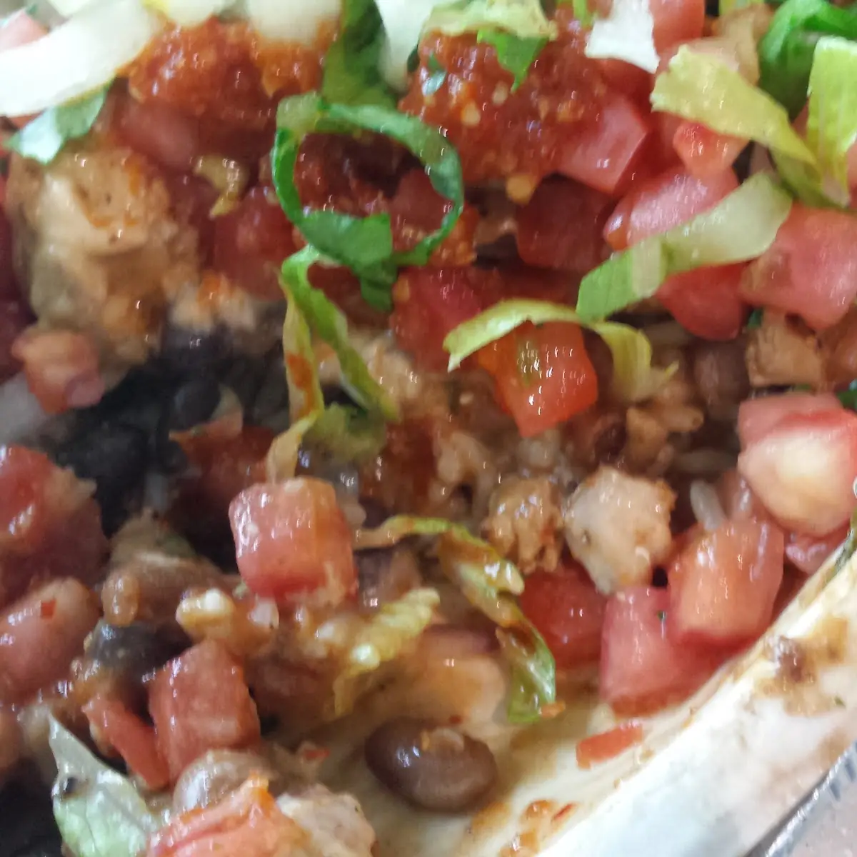 Chicken Burrito with Steak and Pico