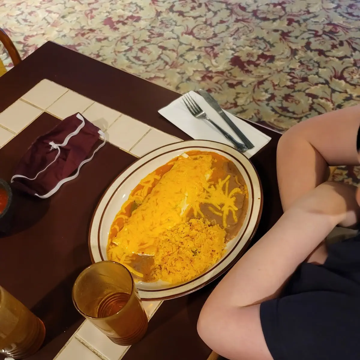 Bean and Cheese Burrito with Rice and Beans