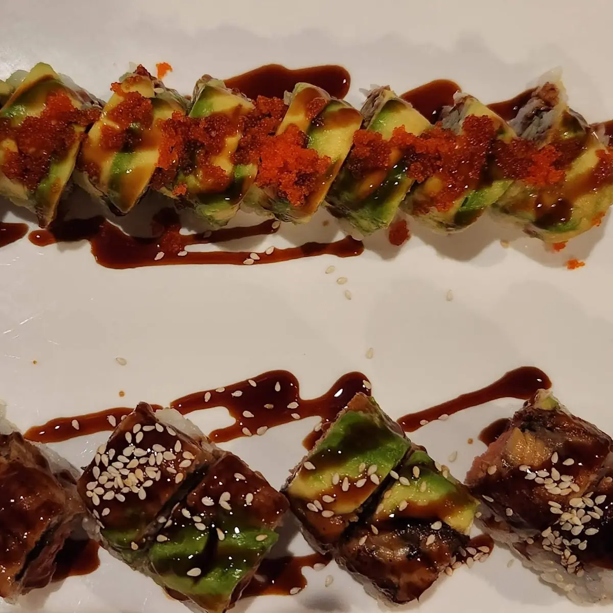 Caterpillar Roll and Brown Dragon Roll