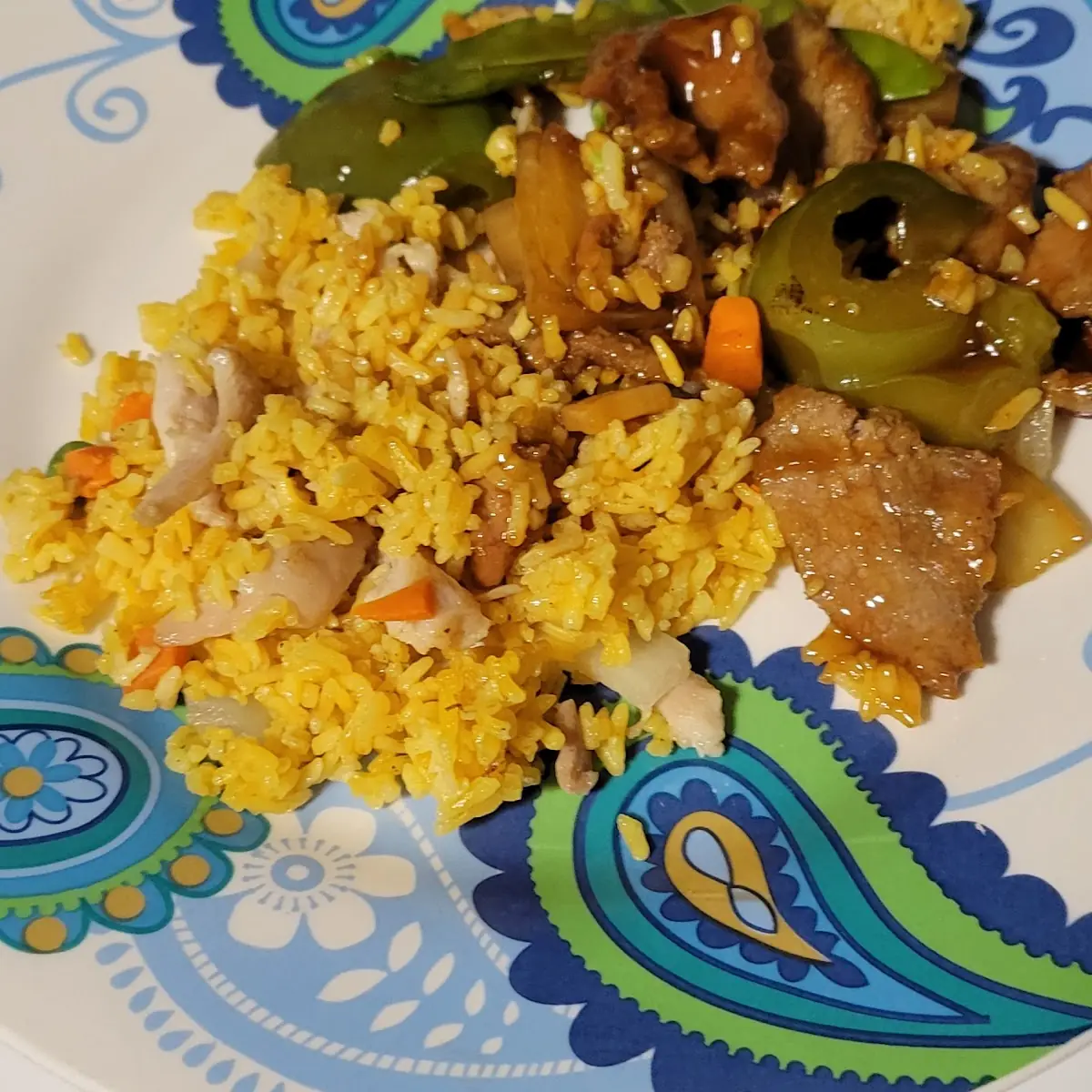 Beef Pepper Steak w Chicken Fried Rice