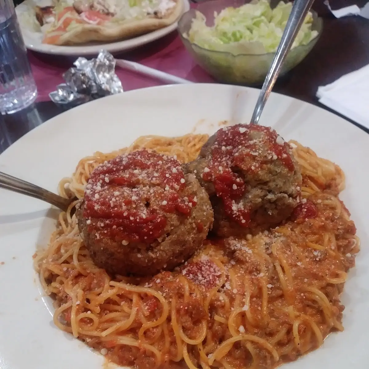 Spaghetti Bolanese with Meatballs