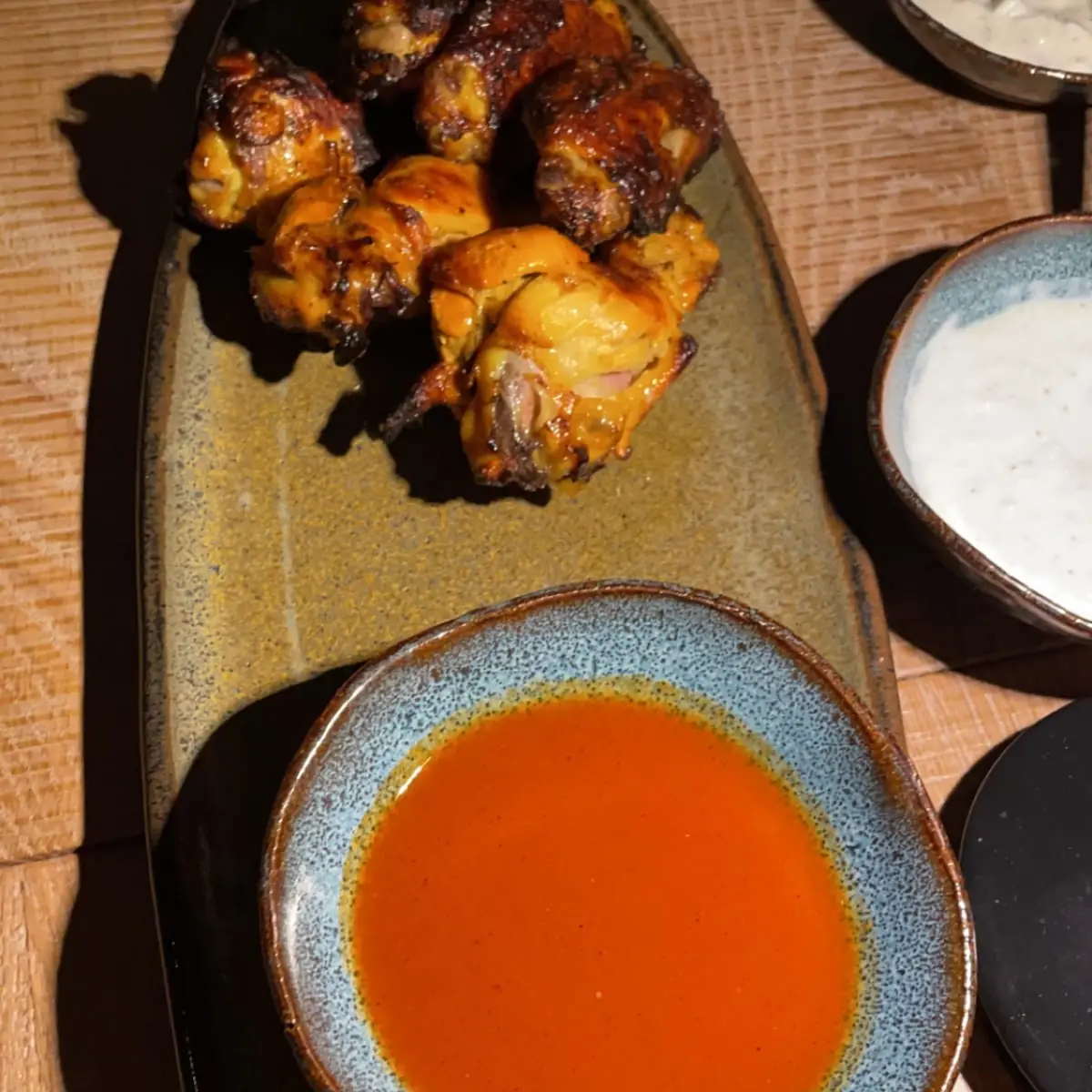 Grilled Chicken Wings and Shrimp Skewers