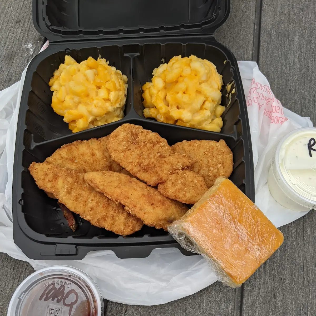 Chicken Fingers with Mac and Cheese