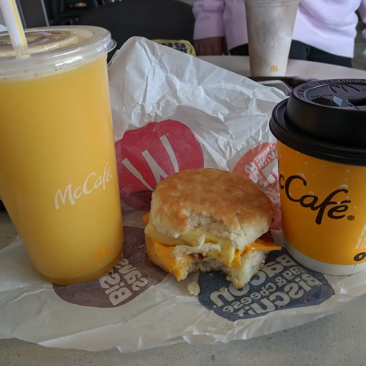 Sausage Biscuit Orange Juice Coffee