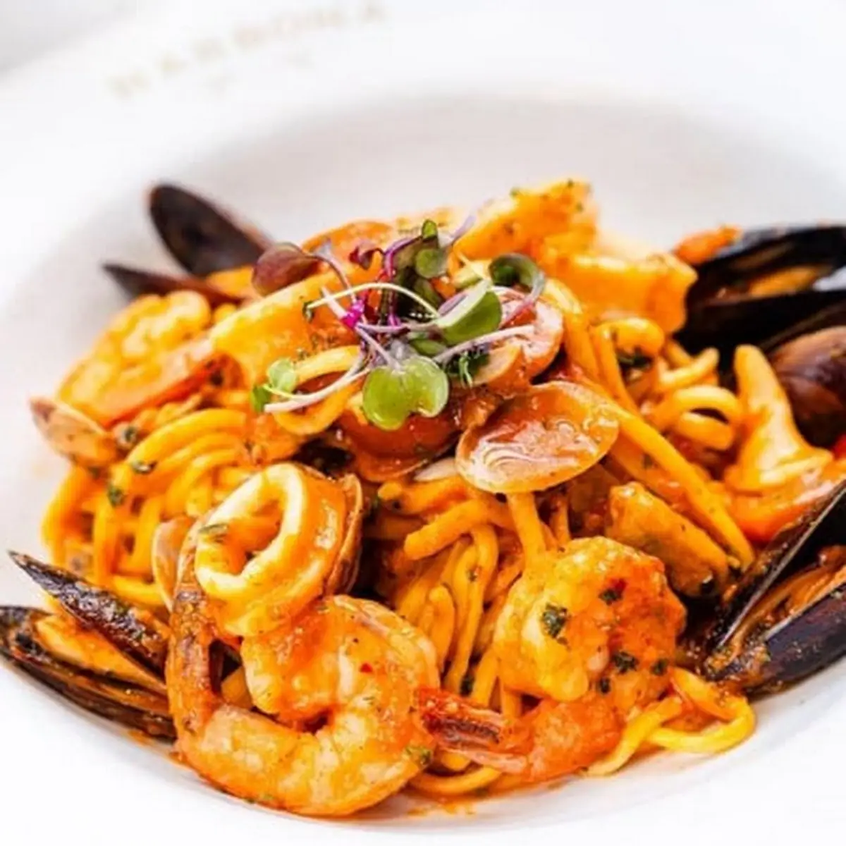 Seafood Linguine with Tomato Sauce