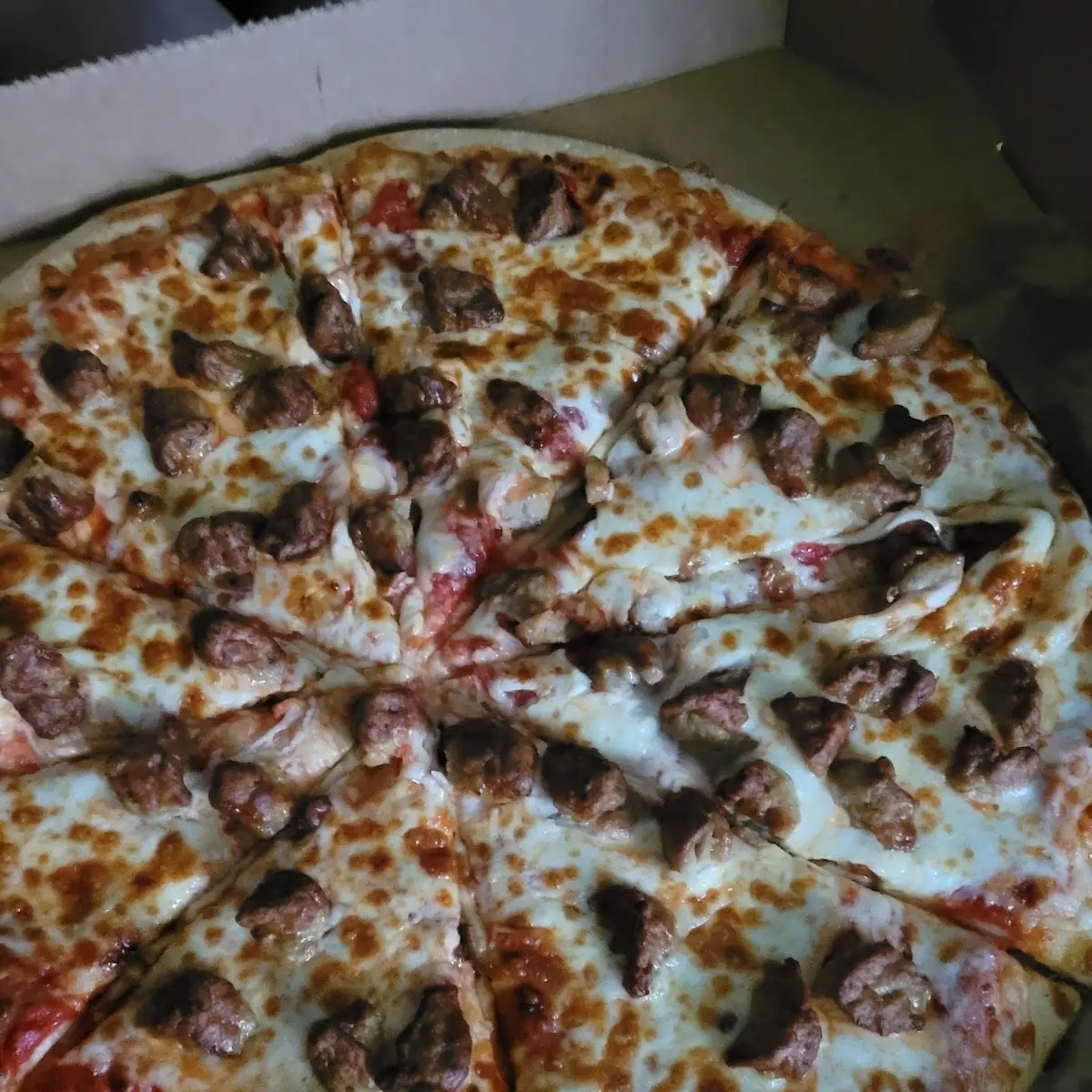 Pizza Supreme with Half Banana Peppers and Half Jalapeños