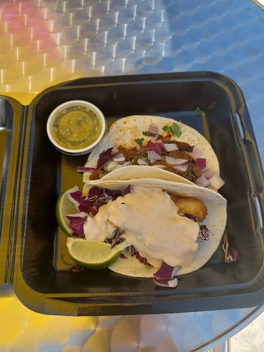 Pulled Beef Taco and Fish Taco