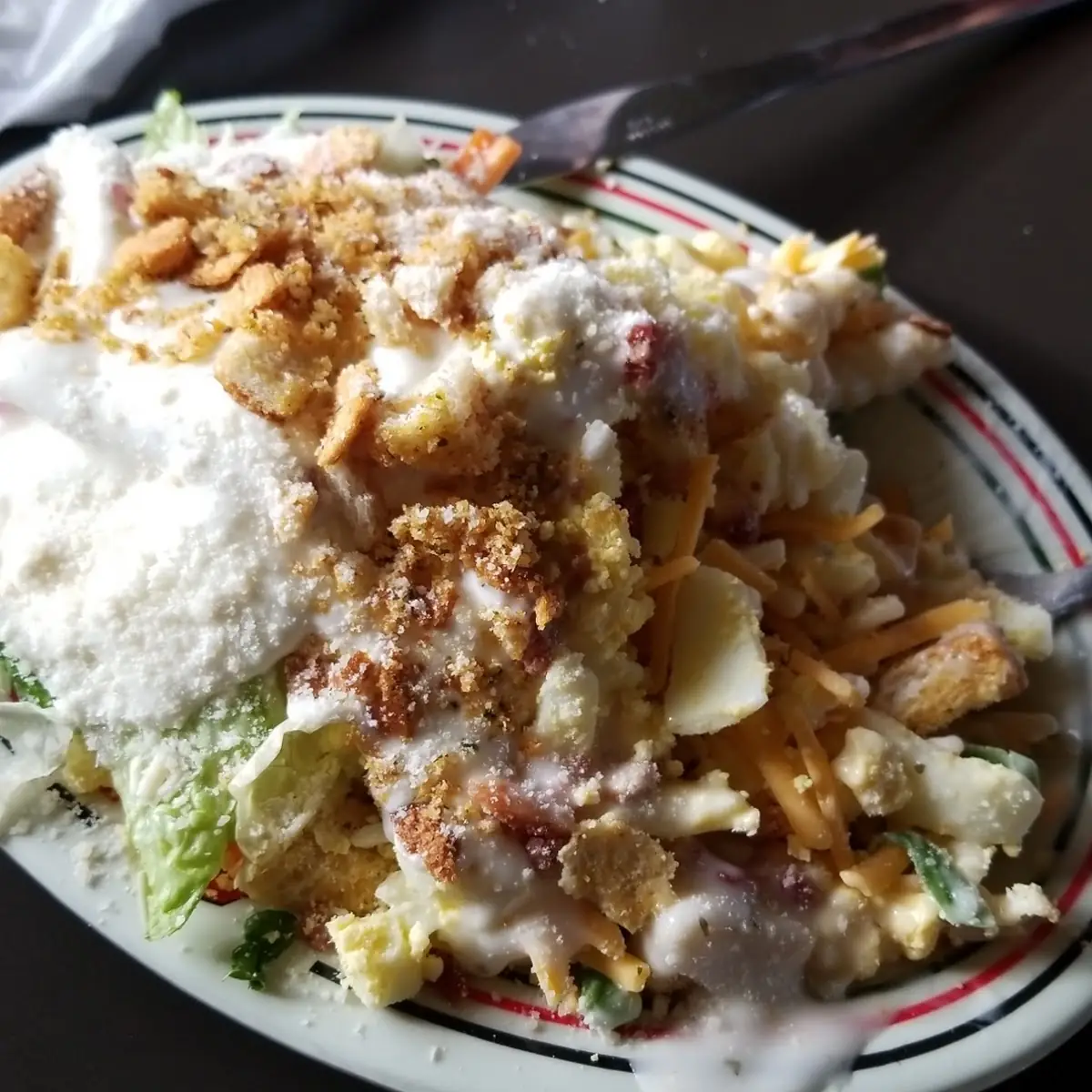 Salad Bar Salad with Bacon and Ranch Dressing