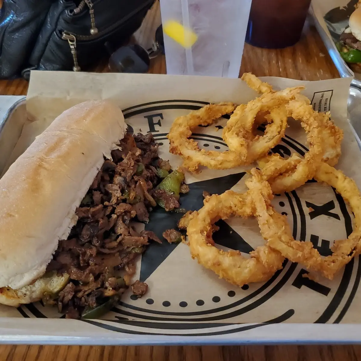 Philly Cheese Steak and Onion Rings