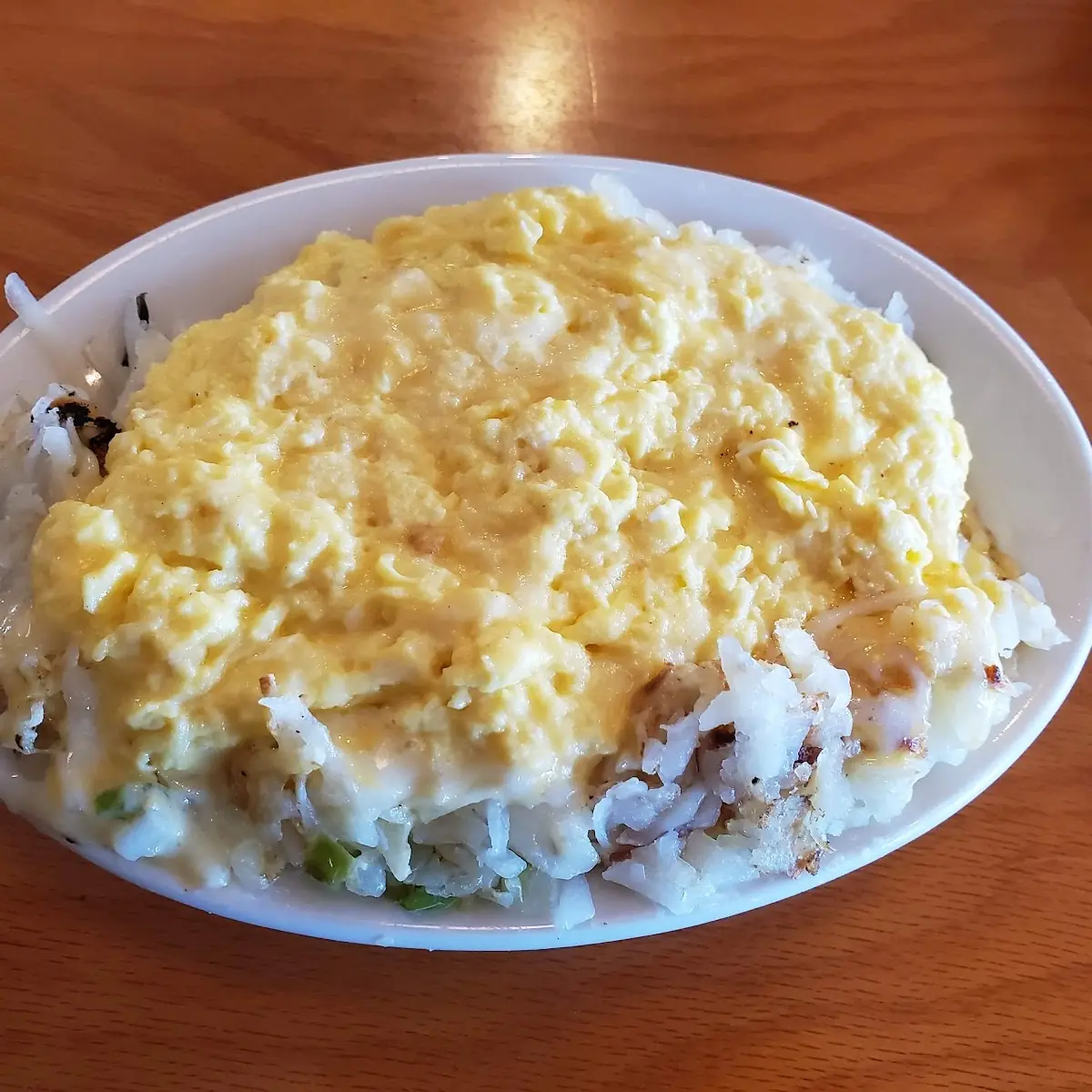 Monster Hash with Scrambled Eggs and American Cheese
