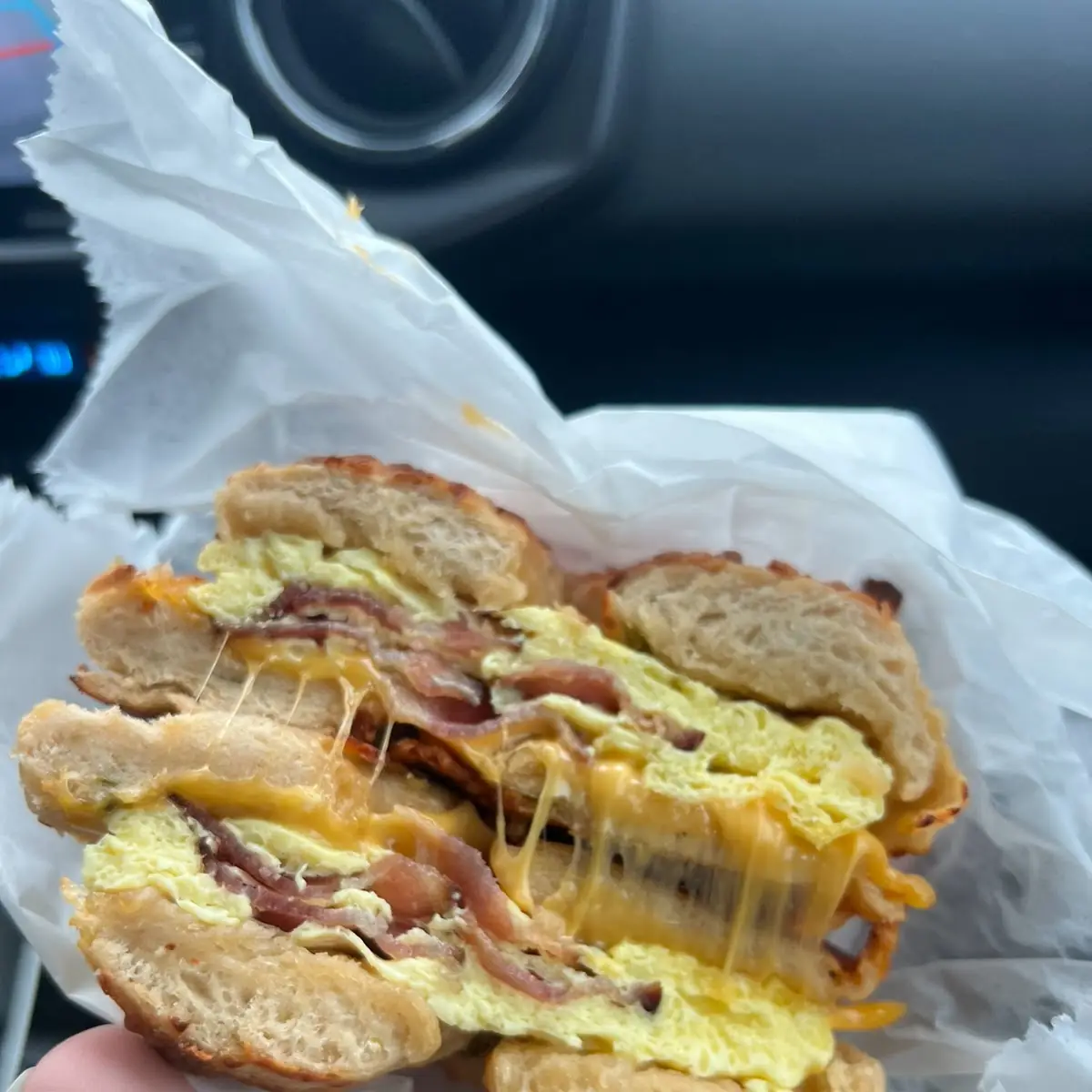 Bacon Egg and Cheese on an Asiago Bagel