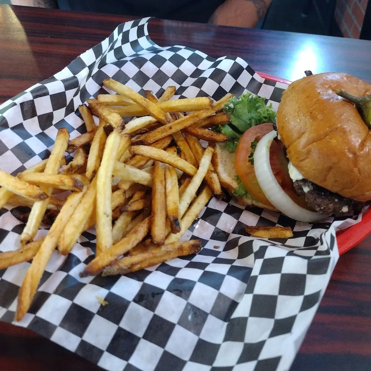 Bacon Blue Cheese Burger and Fries