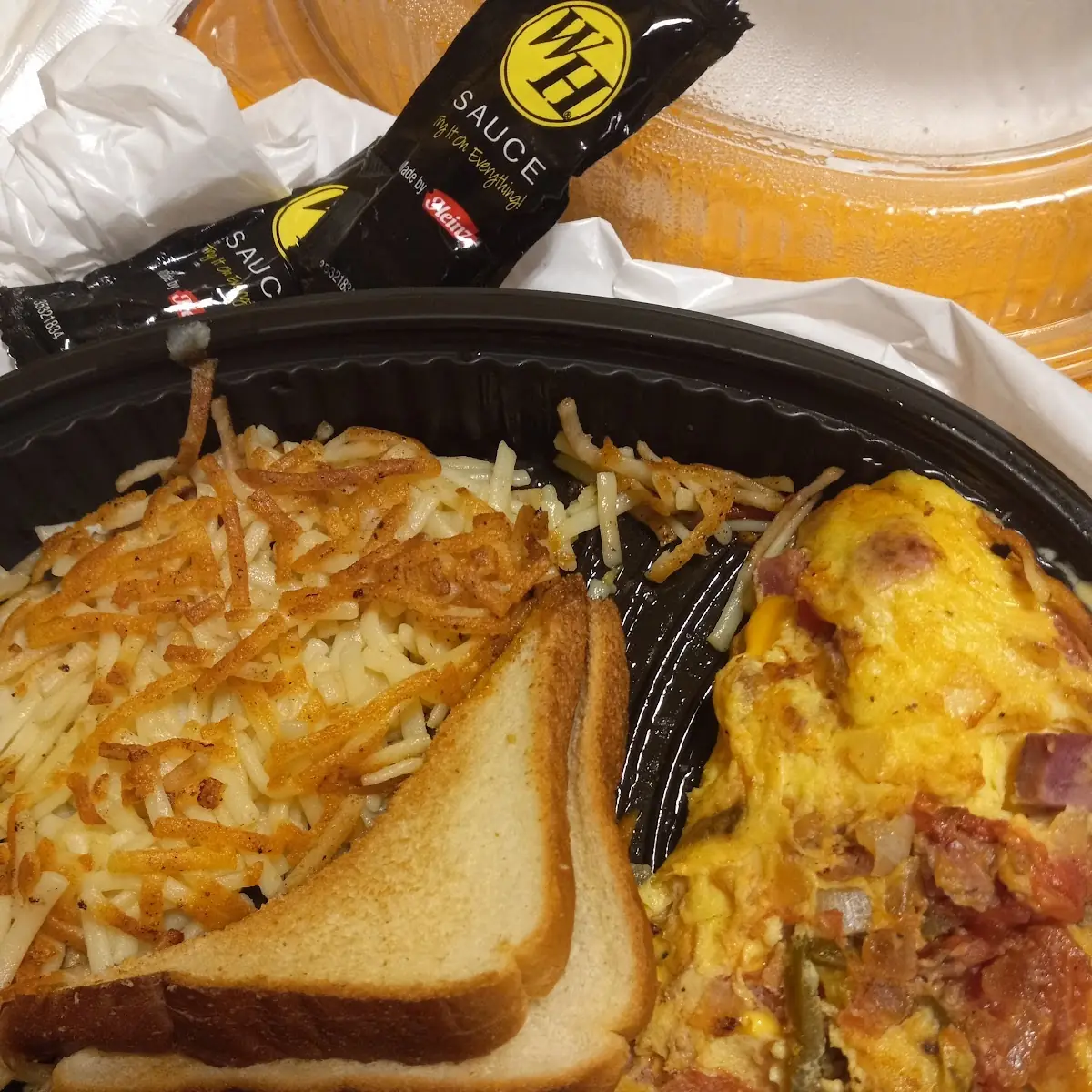 Egg Omelettewith Hash Browns with Toast