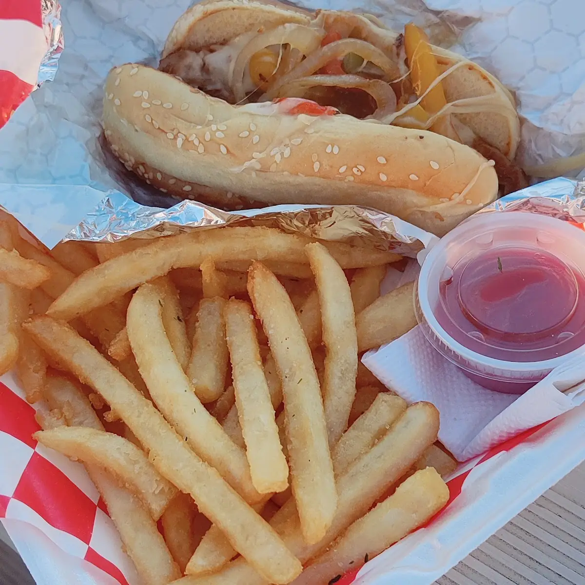 Philly Steak Sandwich and Fries