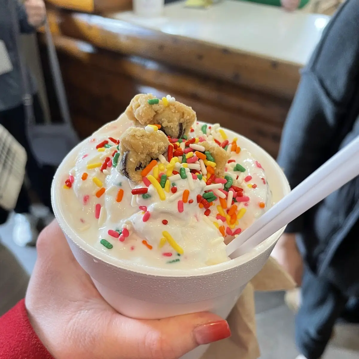 Small Vanilla Concrete with Cookie Dough and Sprinkles
