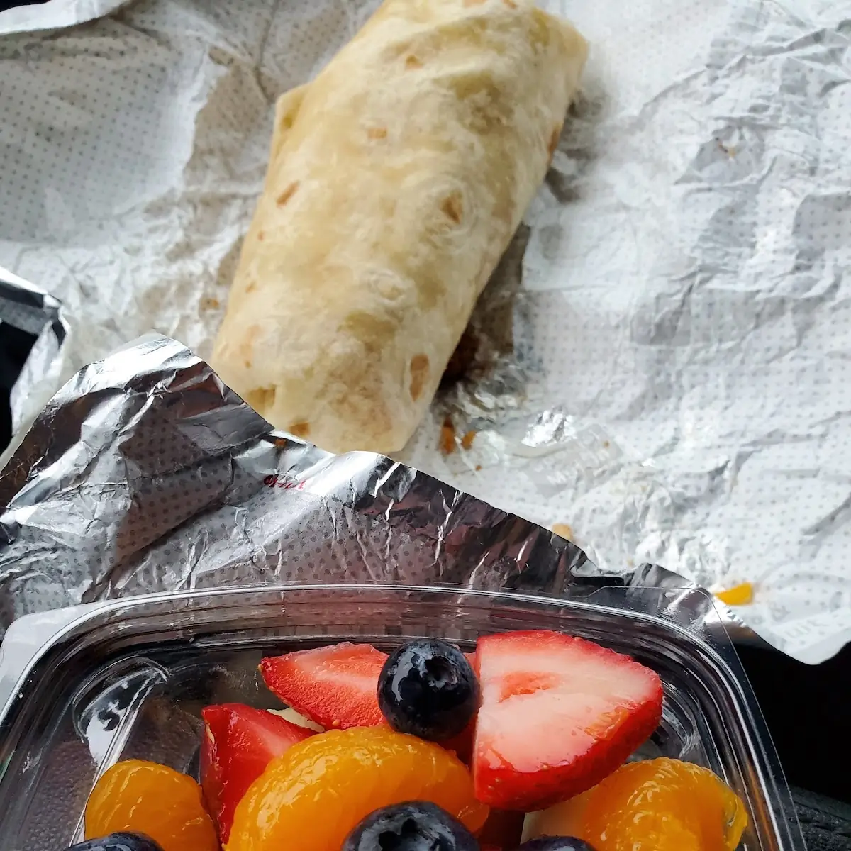 Chicken Burrito with Fruit Cup