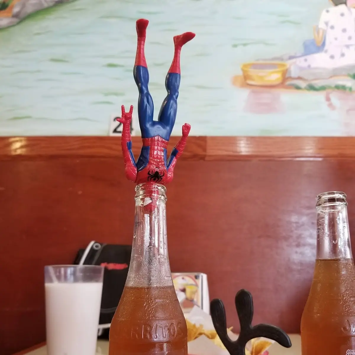 Spiderman Upside Down in a Jarrito Soda