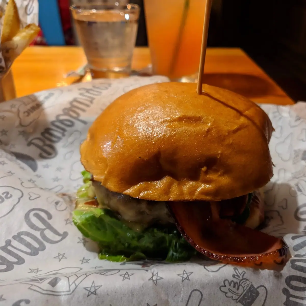 Impossible Burger w Onions Rings