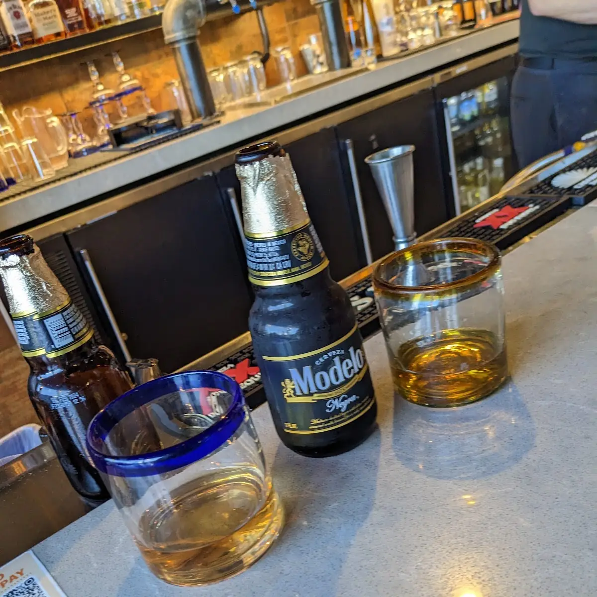 Modelo Negro and Tequila