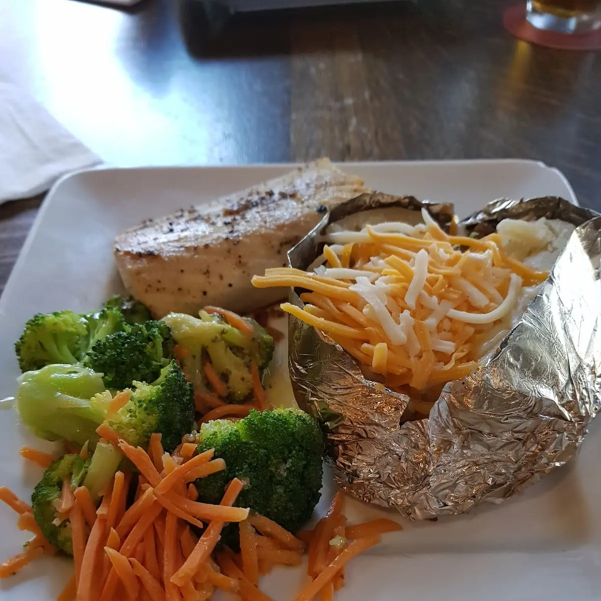 Grilled Salmon Filet with Baked Potato