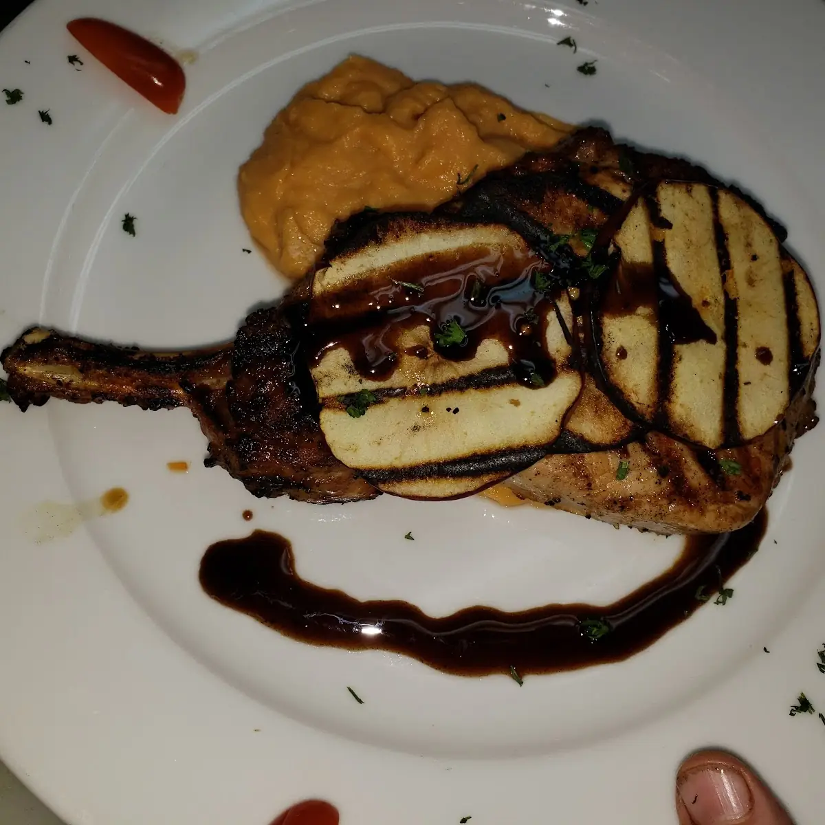 Char-Grilled Jersey Pork Chops 2 with Applesauce