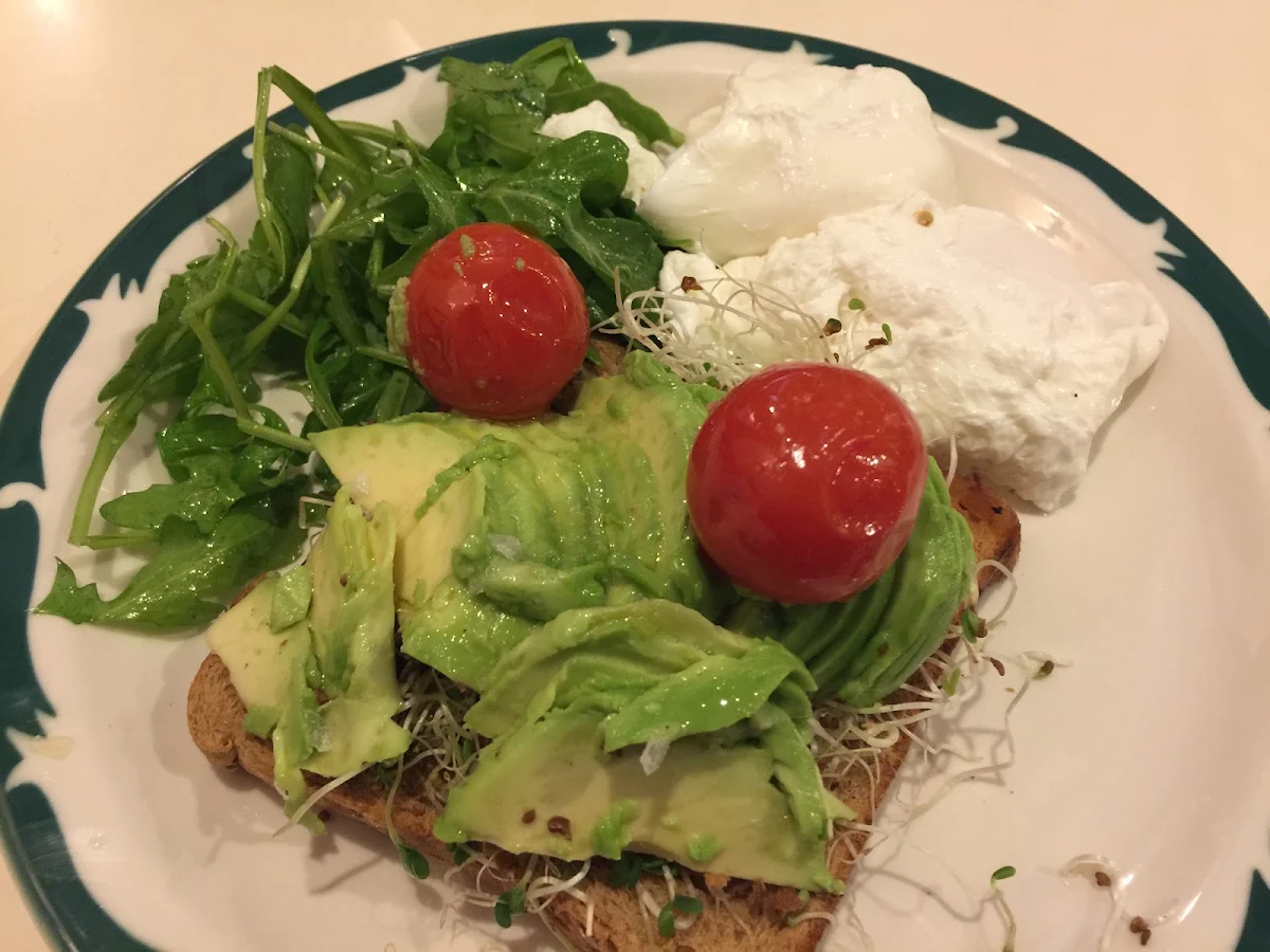 Avocado Toast with 2 Poached Eggs, Skyline Restaurant