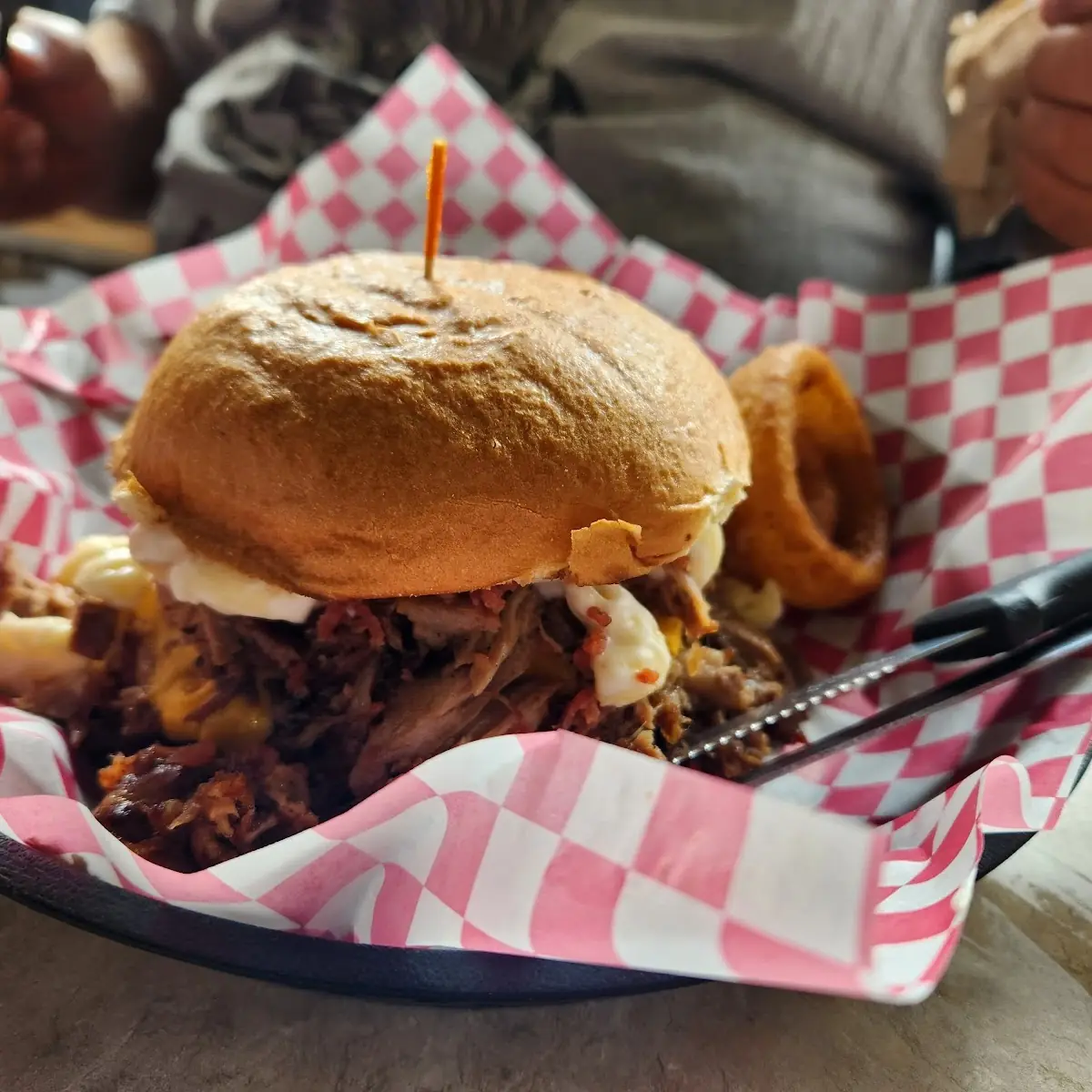 Mac and Cheese Burger and Fries