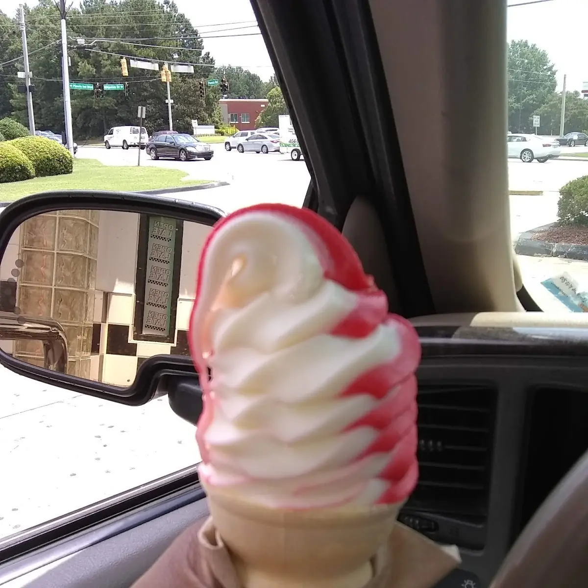 Strawberry and Vanilla Ice Cream Cone