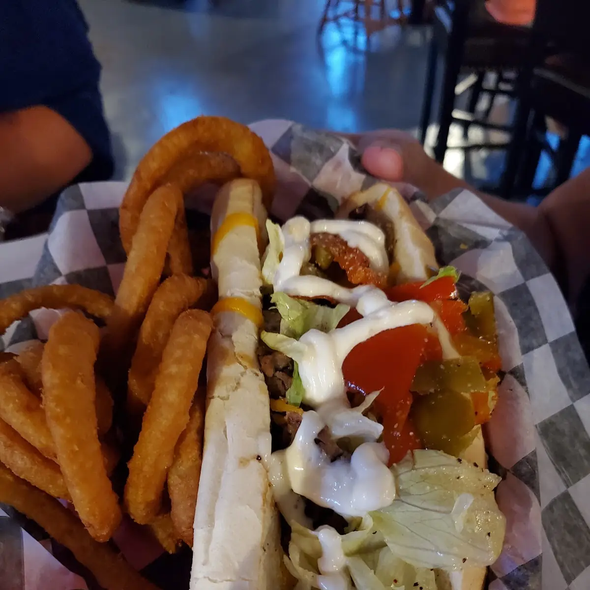 Cheesesteak Sub w Onion Rings