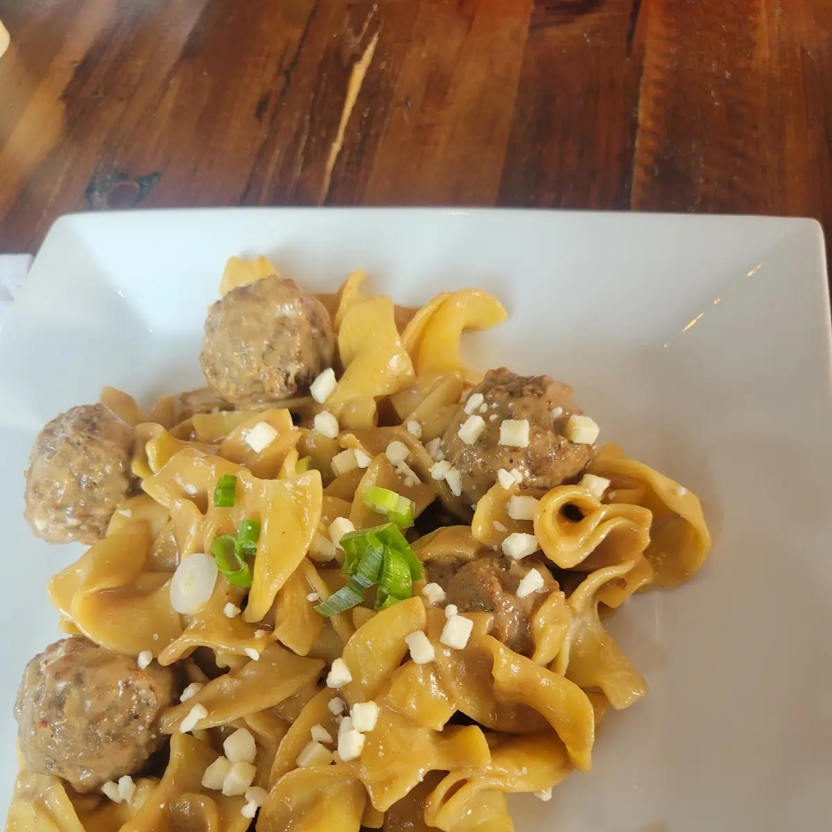 Swedish Meatballs over Egg Noodles